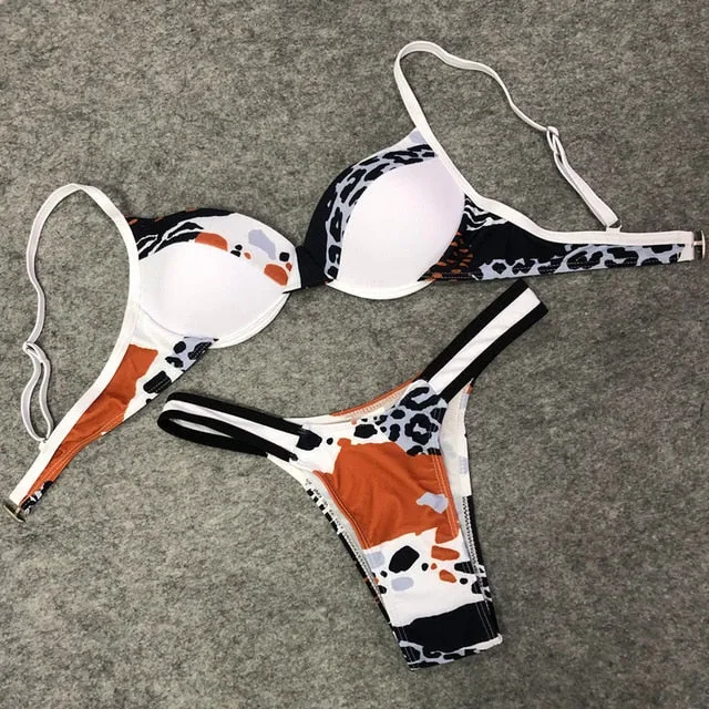 2020 New Sexy Bikinis Women Swimsuit Low Waist Bathing Suits Swim Off Shoulder Bikini Set Swimwear Hollow Out Top Bandeau Bikini