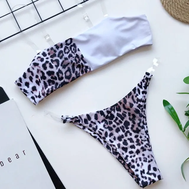2020 New Sexy Bikinis Women Swimsuit Low Waist Bathing Suits Swim Off Shoulder Bikini Set Swimwear Hollow Out Top Bandeau Bikini