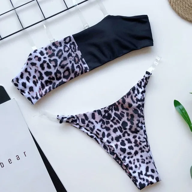 2020 New Sexy Bikinis Women Swimsuit Low Waist Bathing Suits Swim Off Shoulder Bikini Set Swimwear Hollow Out Top Bandeau Bikini
