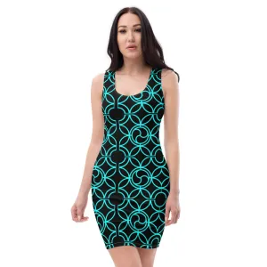 70s Psychedelic Tank Dress - Turquoise