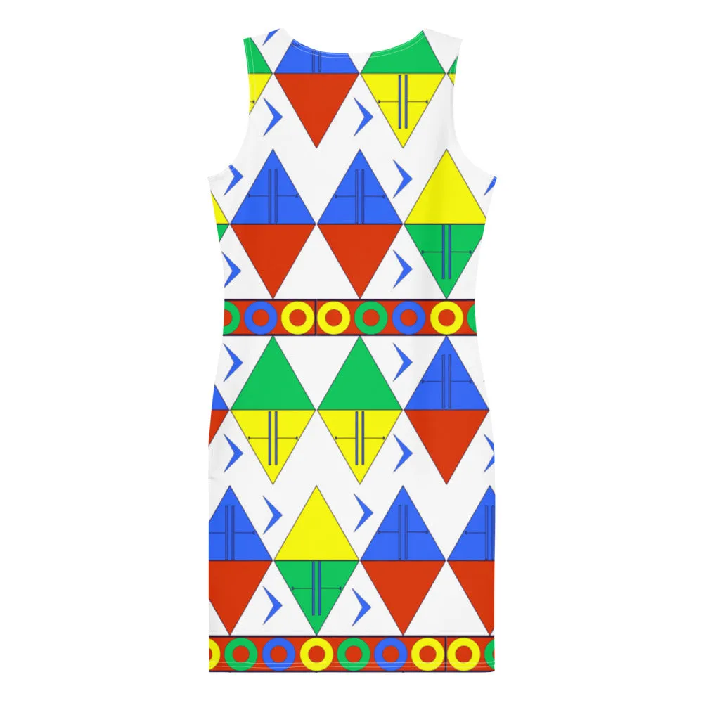African Tribal Print Tank Dress - South Africa/White