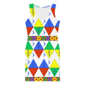 African Tribal Print Tank Dress - South Africa/White