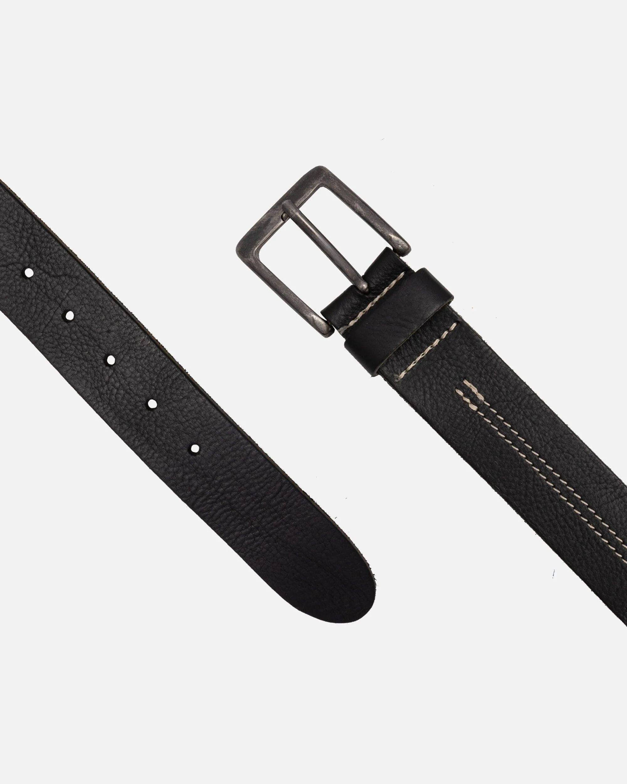 Aren Center Stitched Leather Belt | Black