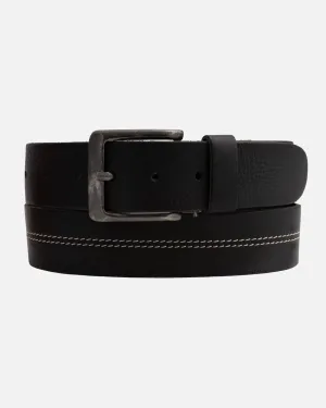 Aren Center Stitched Leather Belt | Black