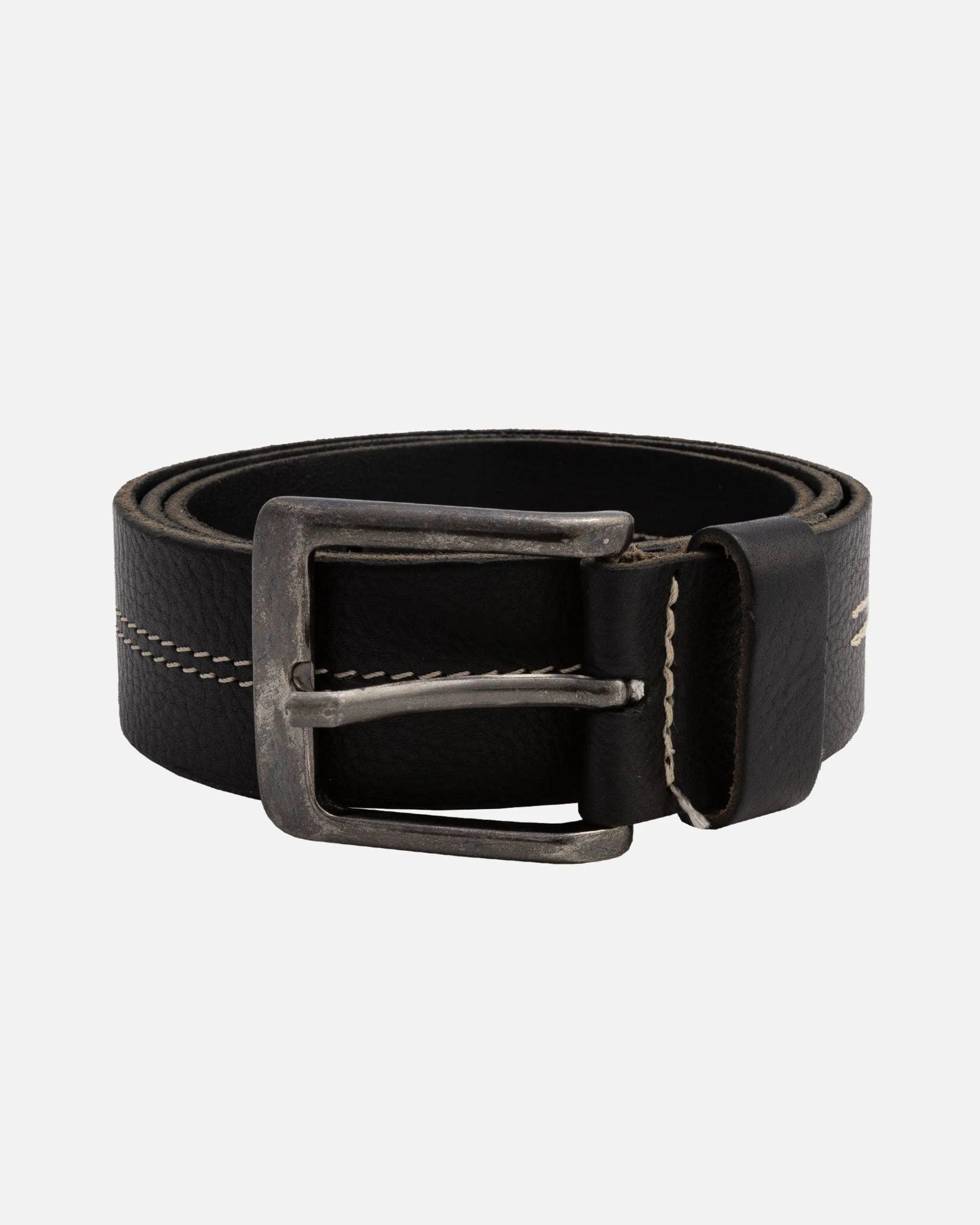 Aren Center Stitched Leather Belt | Black