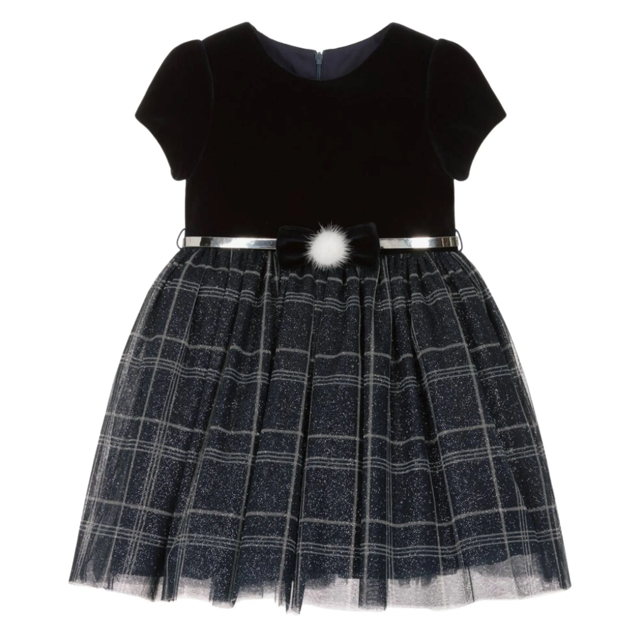Balloon Chic Navy Blue Velvet and Tulle Dress