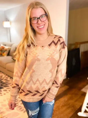 Beige Deer Sweater