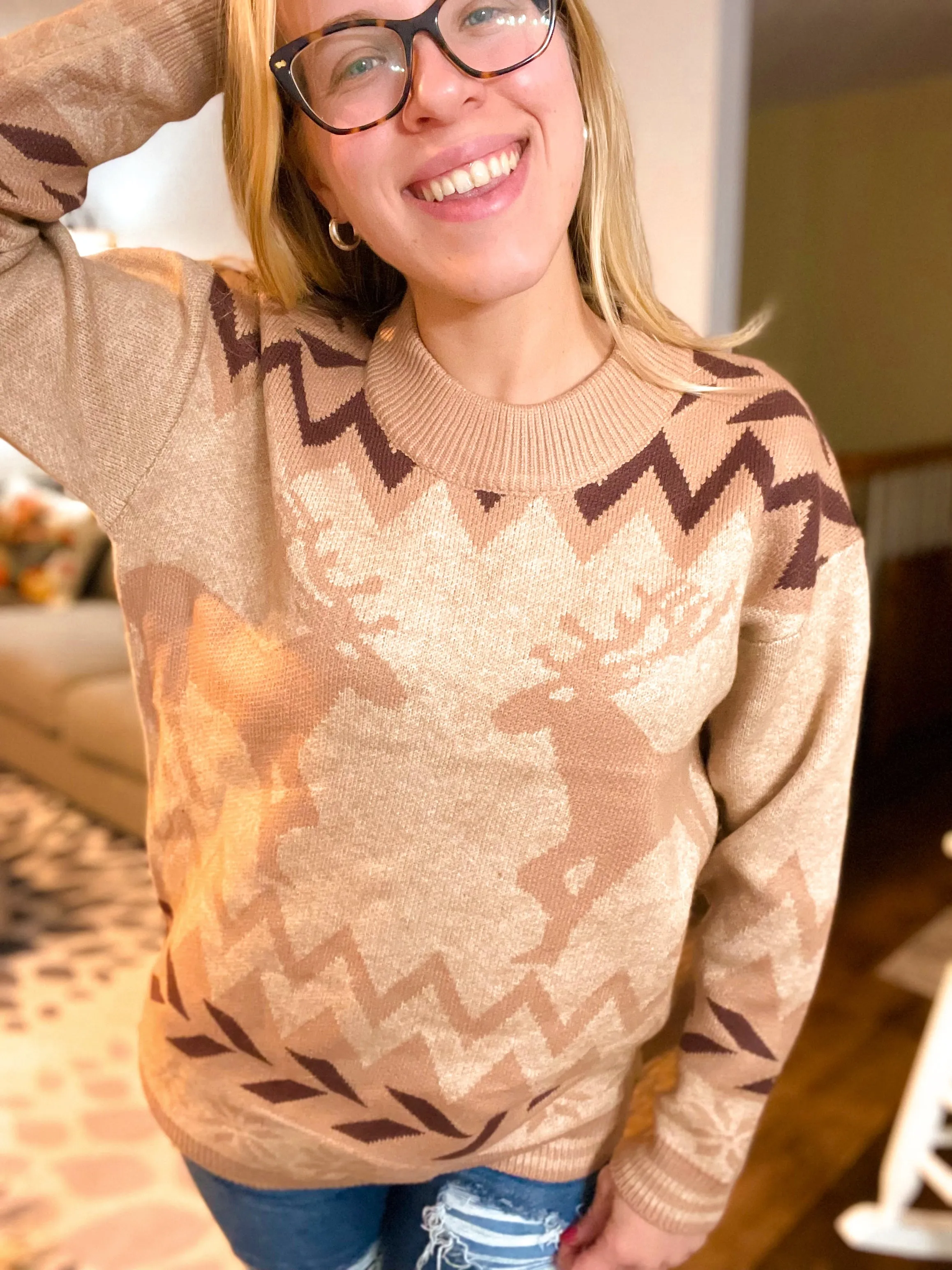 Beige Deer Sweater