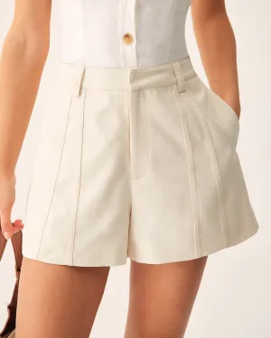 Beige Striped Pocket Shorts