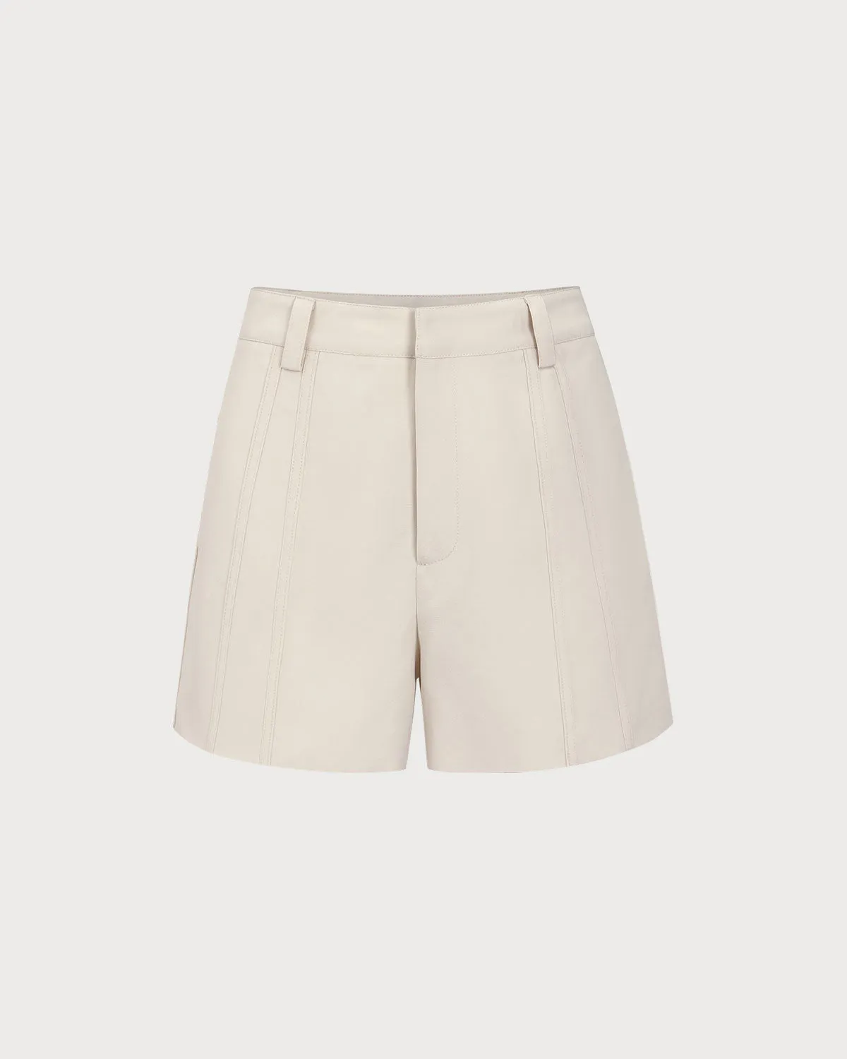 Beige Striped Pocket Shorts