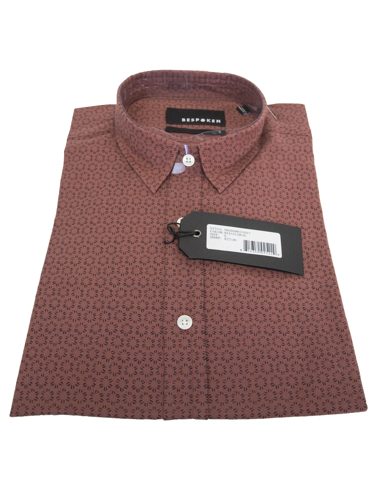BESPOKEN Men's Red Floral Patterned Button Down Shirt 008011 $225 NWT