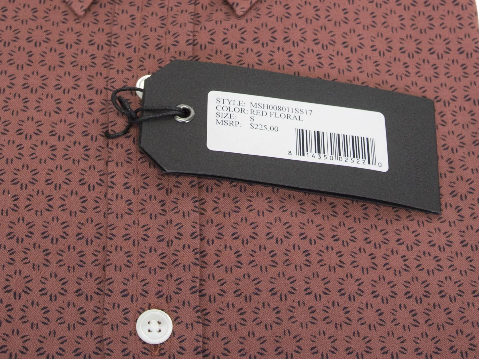 BESPOKEN Men's Red Floral Patterned Button Down Shirt 008011 $225 NWT