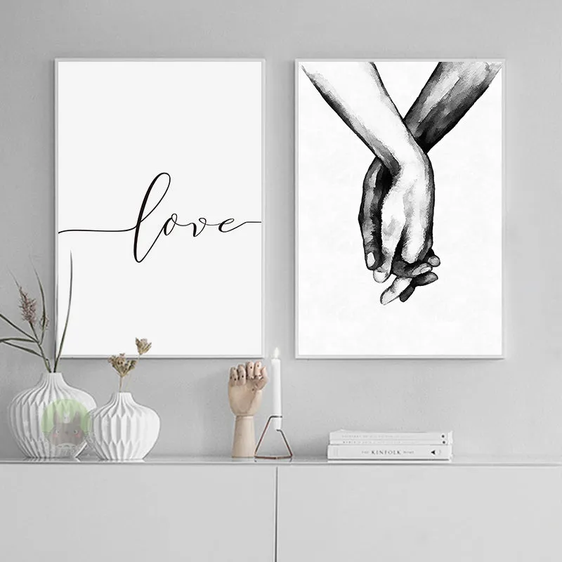 Black And White Holding Hands Wall Art