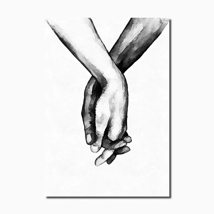 Black And White Holding Hands Wall Art