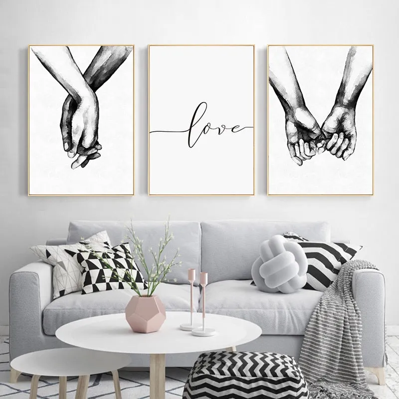 Black And White Holding Hands Wall Art