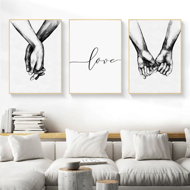 Black And White Holding Hands Wall Art