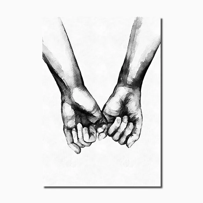 Black And White Holding Hands Wall Art