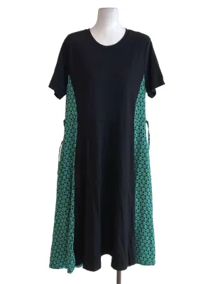 Black Side Green Patterned Dress