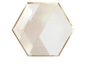 Blanc : White Striped Dinner Plates