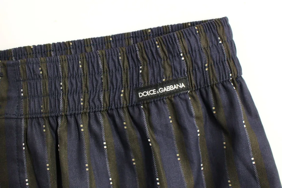 Blue Striped SILK Pajama Shorts Sleepwear