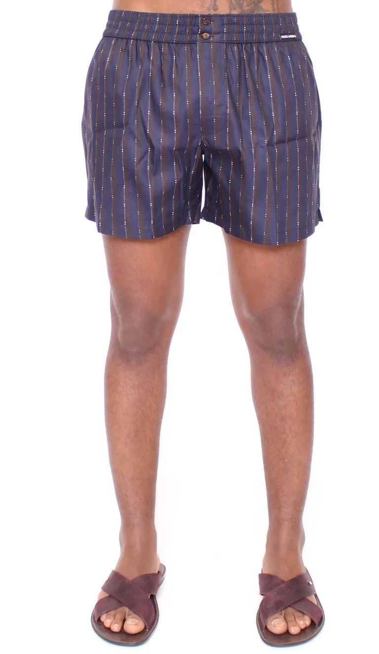Blue Striped SILK Pajama Shorts Sleepwear
