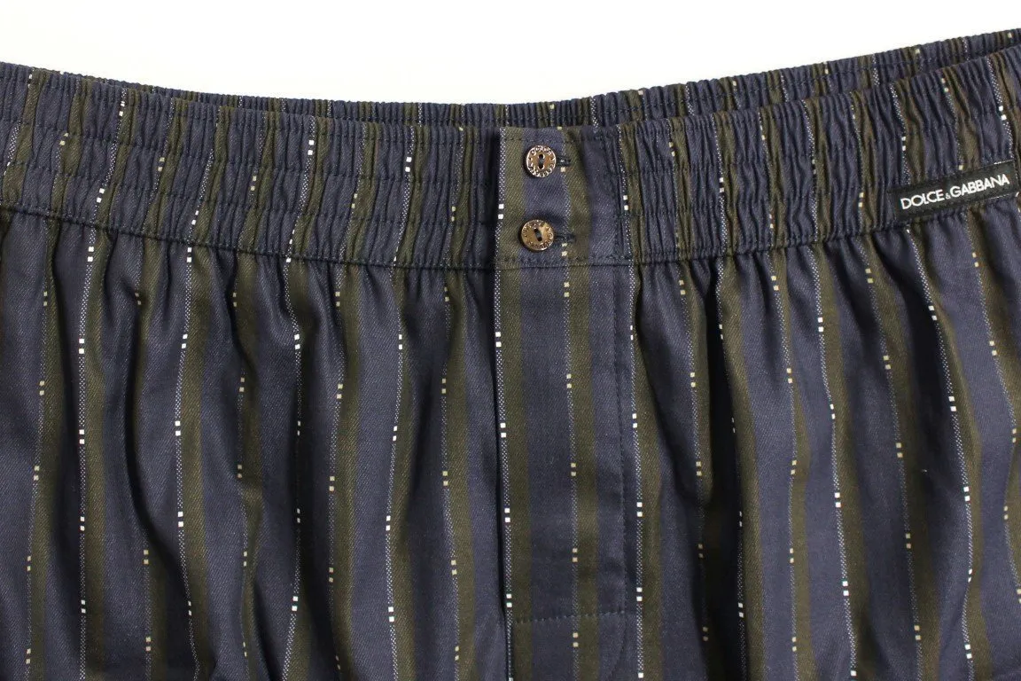 Blue Striped SILK Pajama Shorts Sleepwear