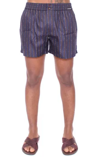 Blue Striped SILK Pajama Shorts Sleepwear