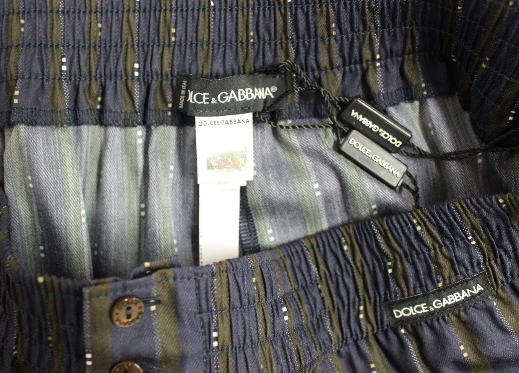 Blue Striped SILK Pajama Shorts Sleepwear