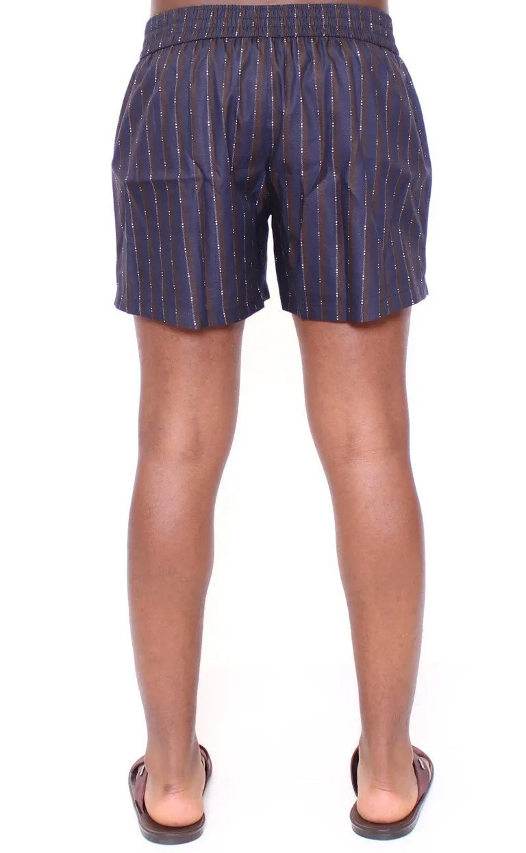 Blue Striped SILK Pajama Shorts Sleepwear