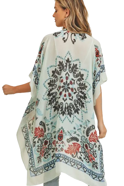 Bohemian Print Kimono Blue Black - Pack of 6