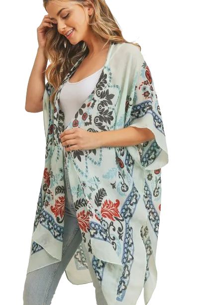Bohemian Print Kimono Blue Black - Pack of 6