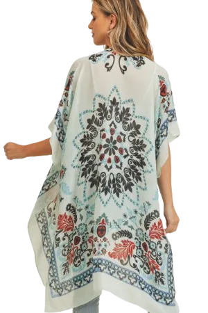 Bohemian Print Kimono Blue Black - Pack of 6