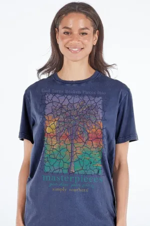 'Broken Pieces Into Masterpieces' Mineral Wash Short Sleeve Tee by Simply Southern (Ships Mid-March)