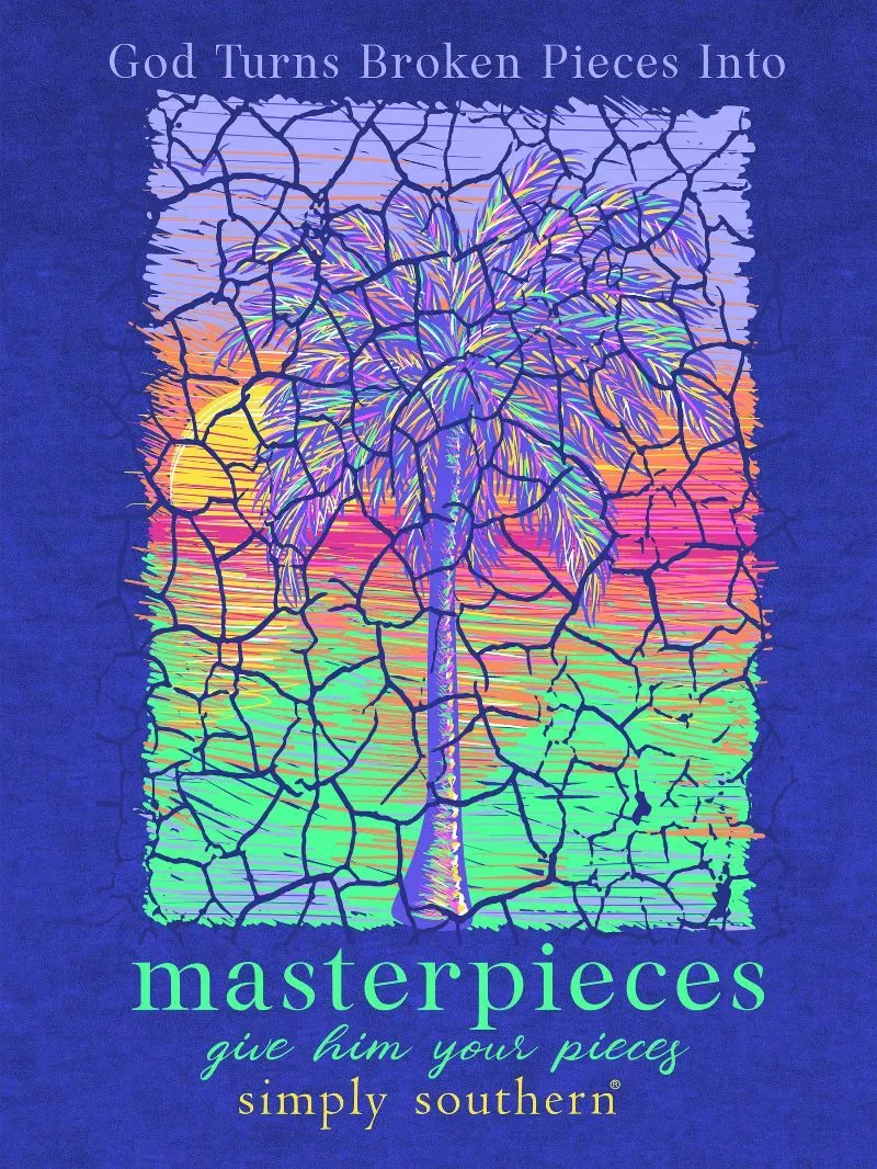'Broken Pieces Into Masterpieces' Mineral Wash Short Sleeve Tee by Simply Southern (Ships Mid-March)