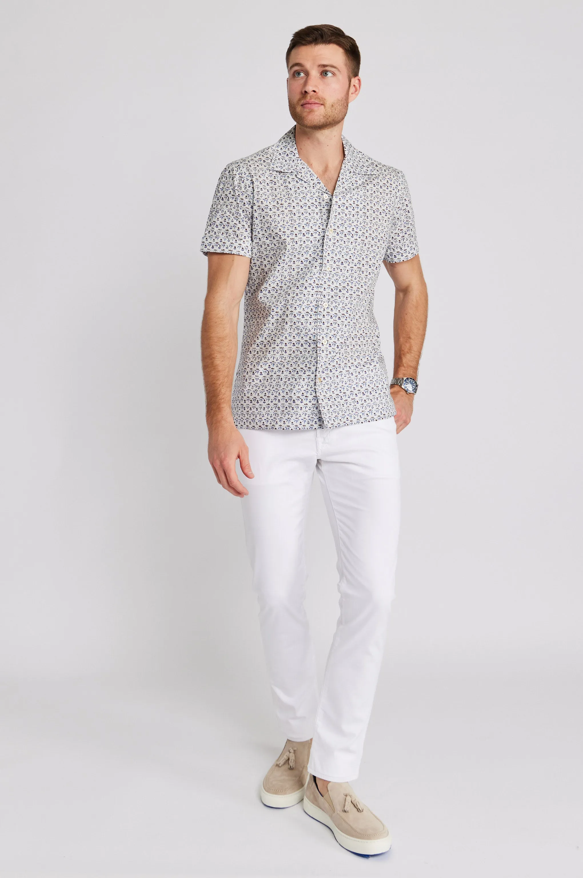 Brown Blue Motif Shirt