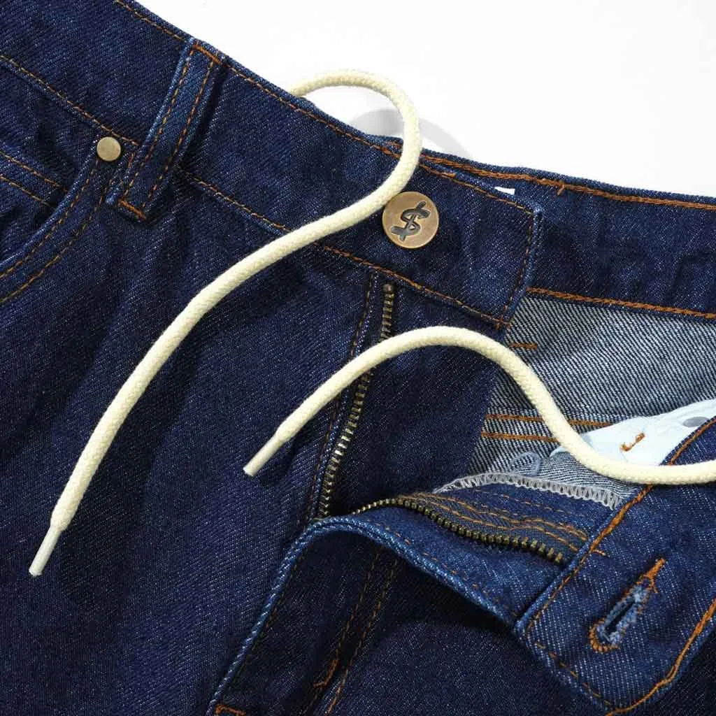 CASH ONLY LOGO BAGGY DENIM JEANS - RAW INDIGO