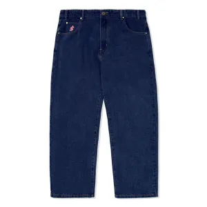CASH ONLY LOGO BAGGY DENIM JEANS - RAW INDIGO