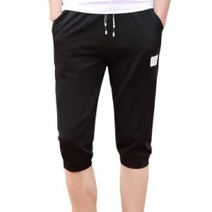 Casual Drawstring Waist Letter Applique Shorts - Black Xs