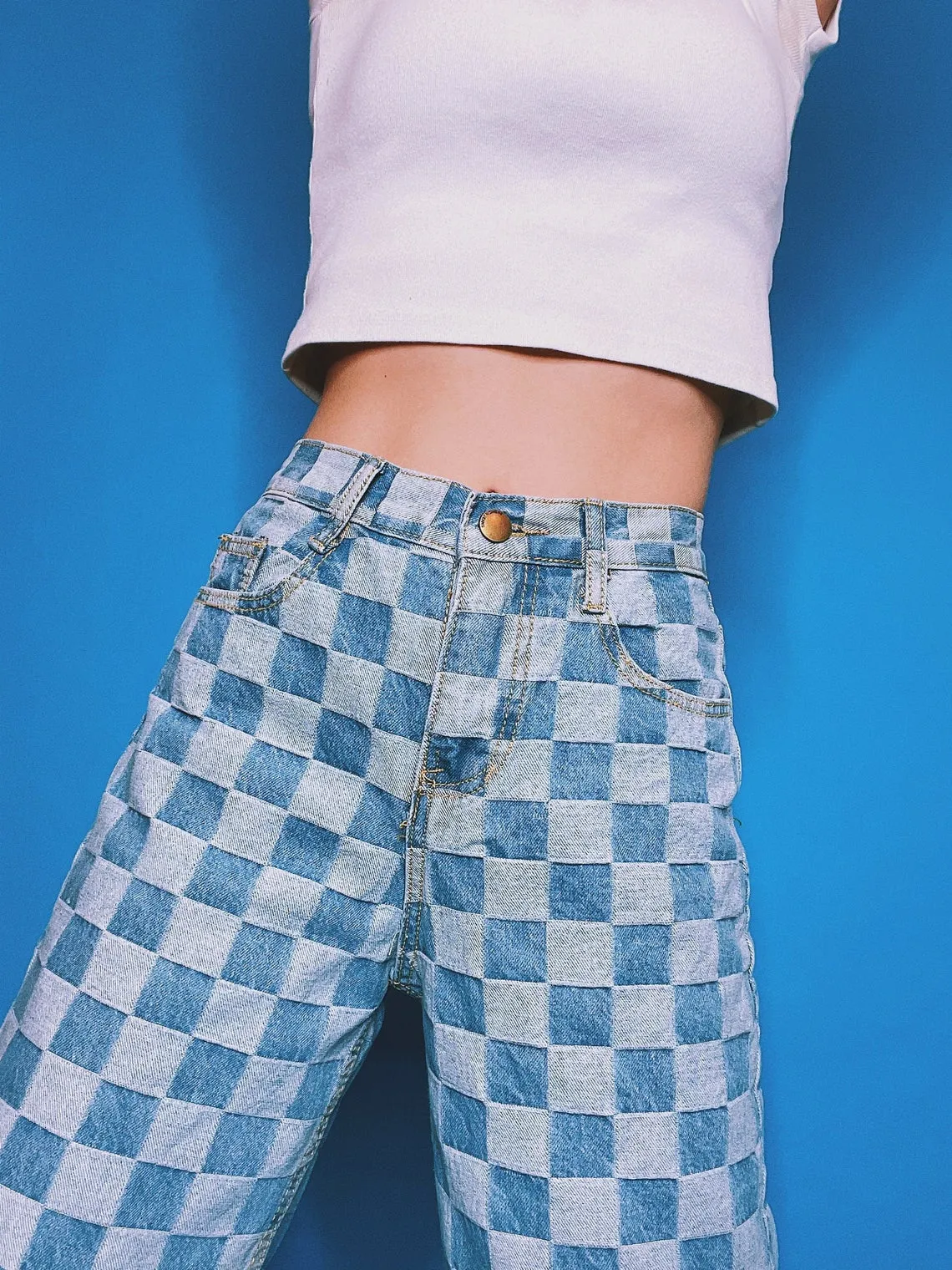 CHECKER BLUE WASH JEANS