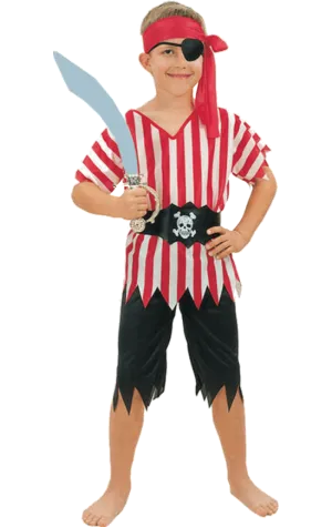 Childrens Striped Pirate Boy Costume