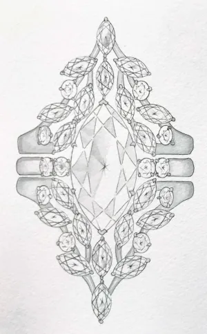 Custom Art Deco Style Marquise Diamond Ring