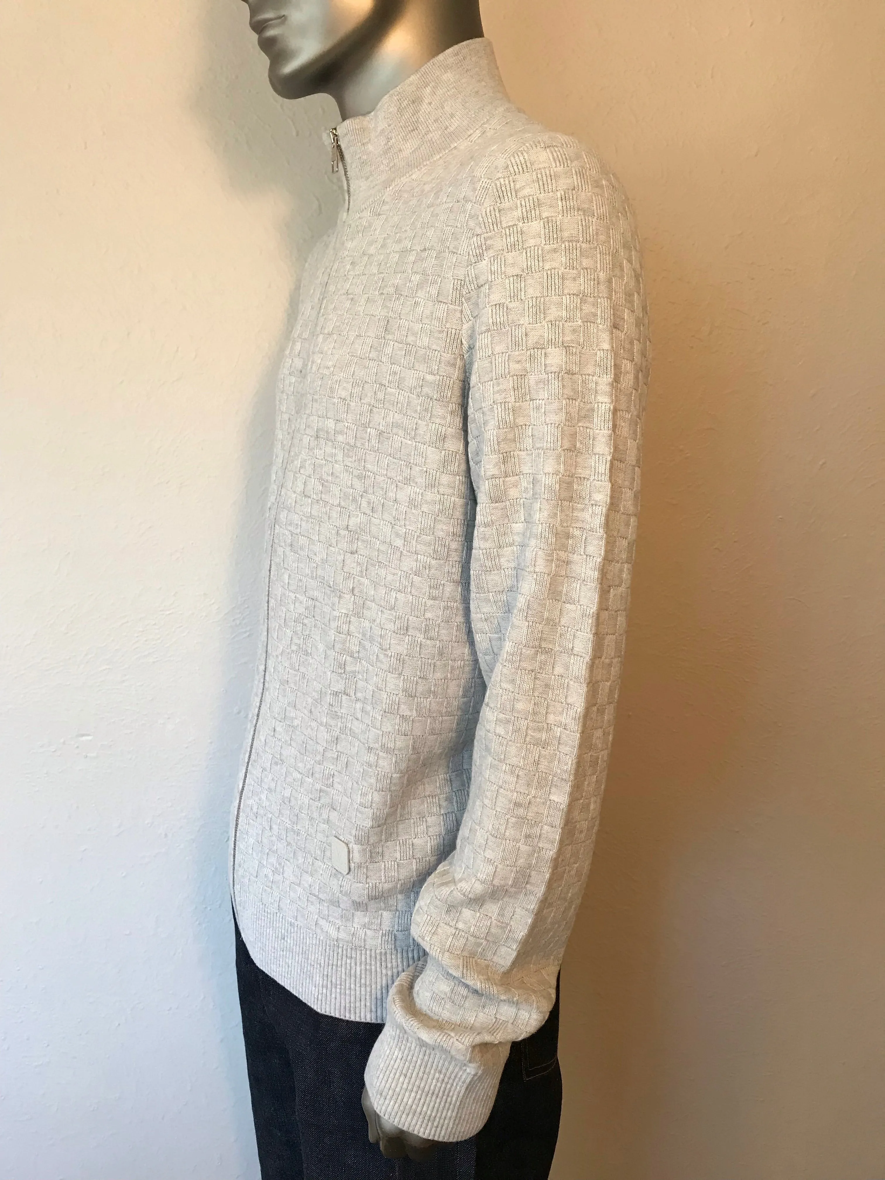 Damier Zip Up Cardigan