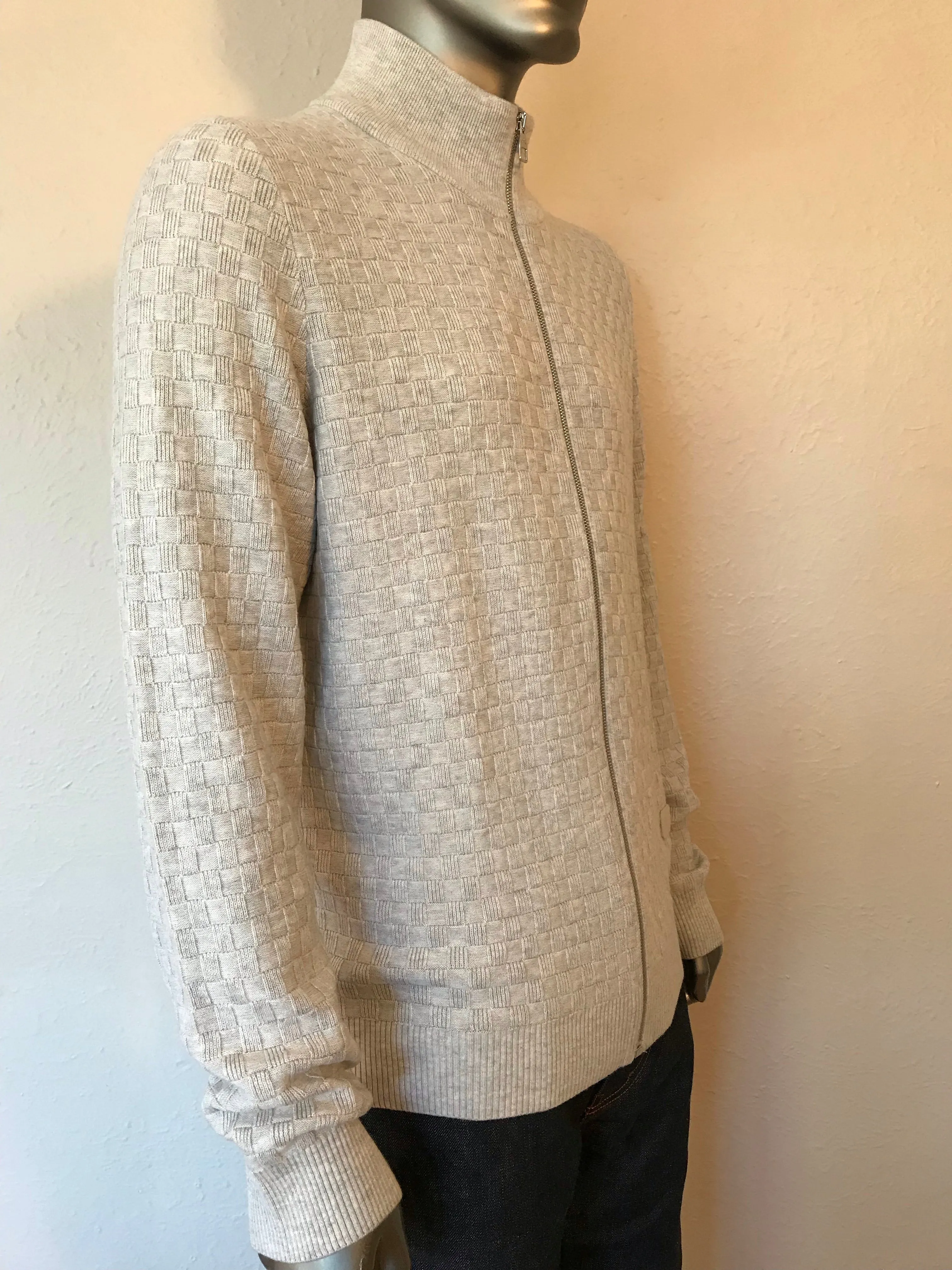Damier Zip Up Cardigan