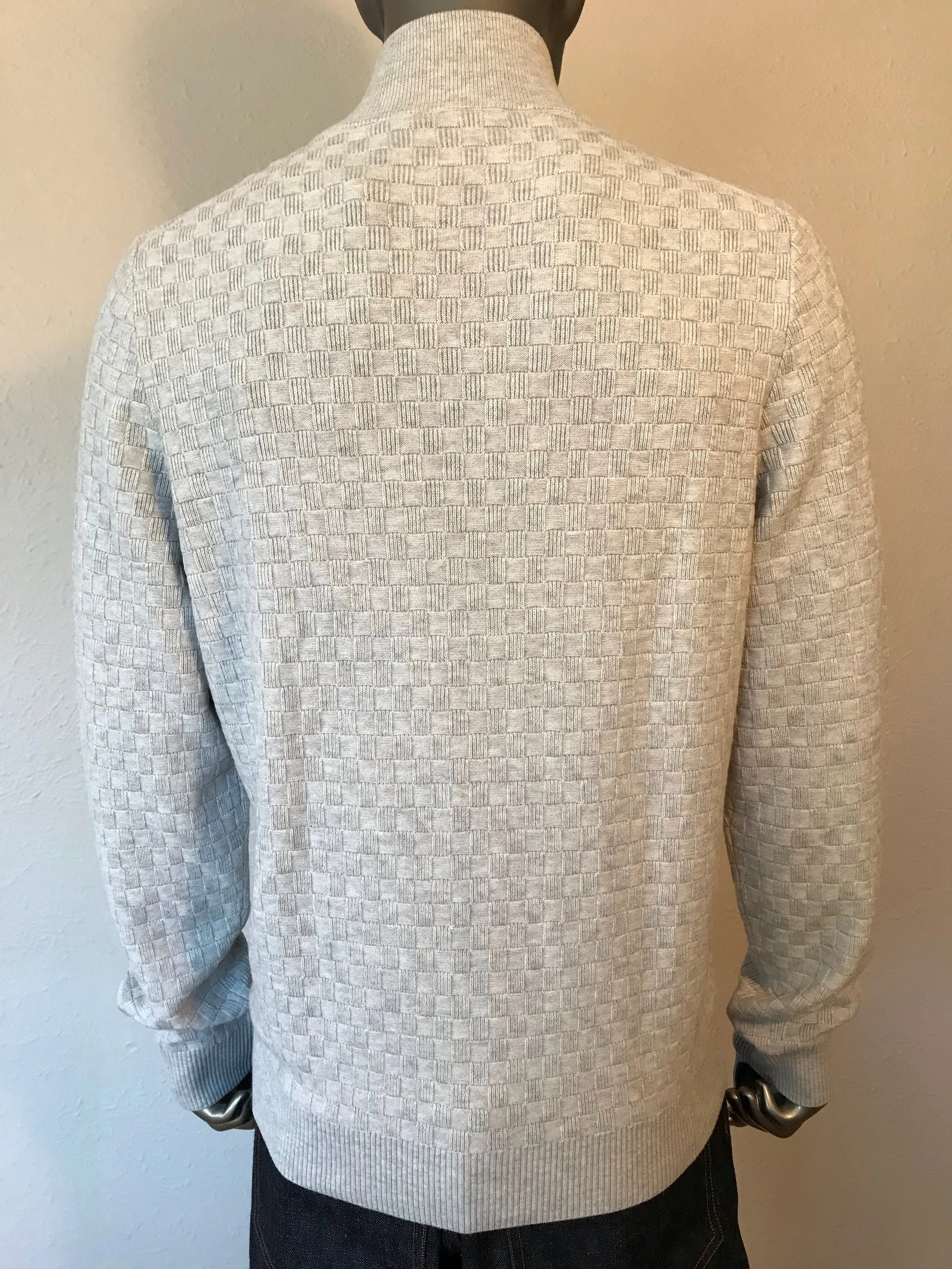 Damier Zip Up Cardigan