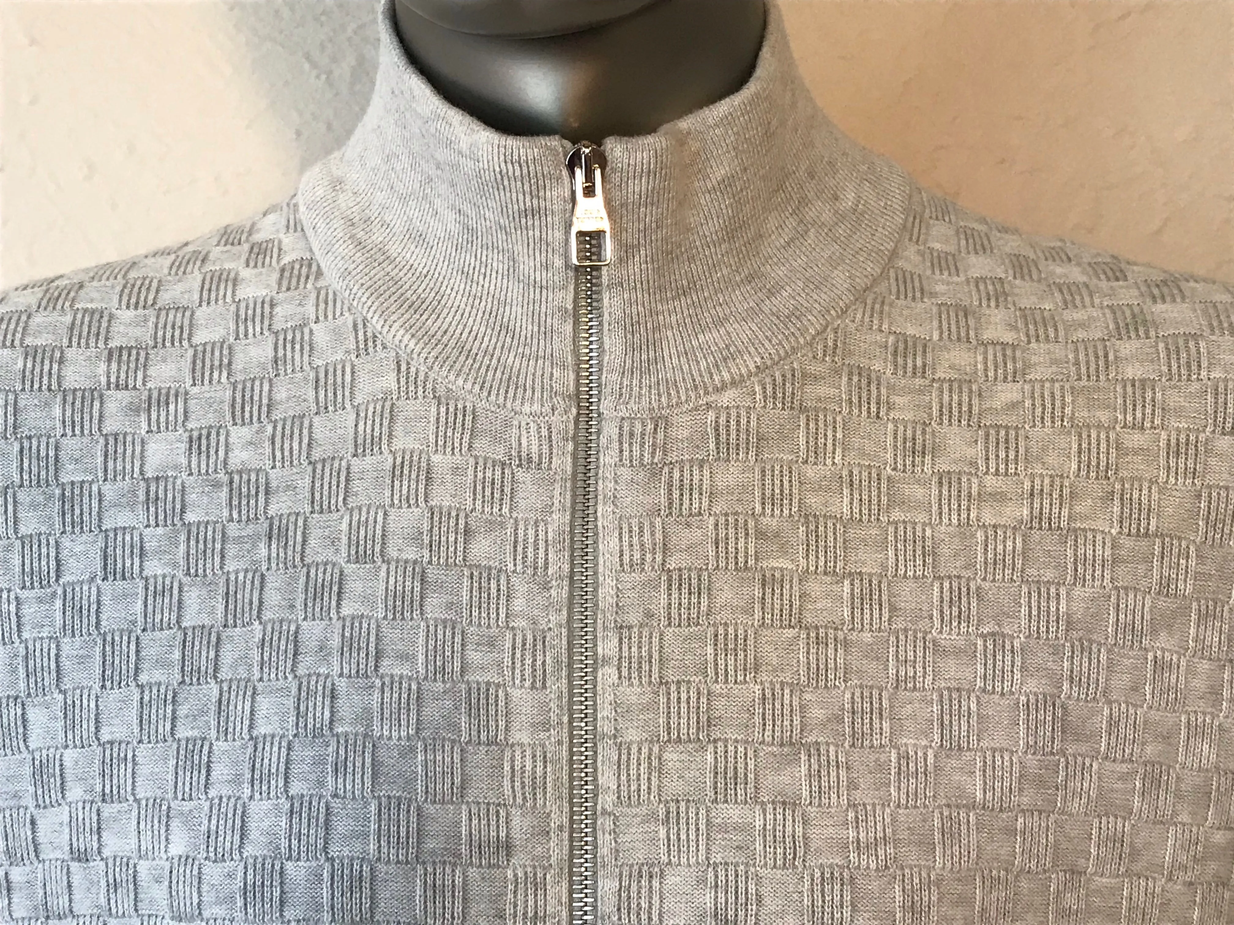 Damier Zip Up Cardigan