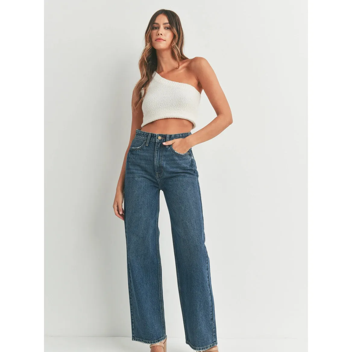 Dark Denim Skater Wide Leg Jeans