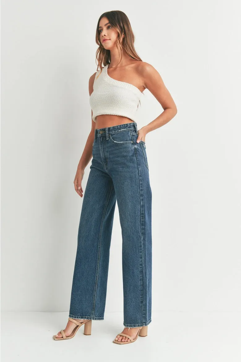 Dark Denim Skater Wide Leg Jeans