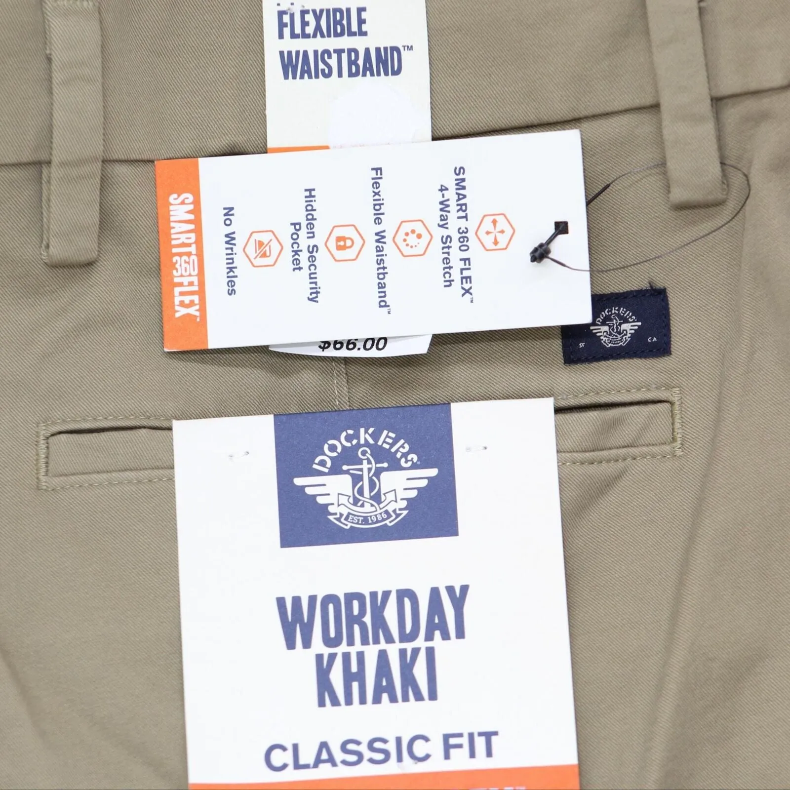 Dockers Men's Workday Smart 360 Flex Classic Fit Khaki Stretch Pants 399830001