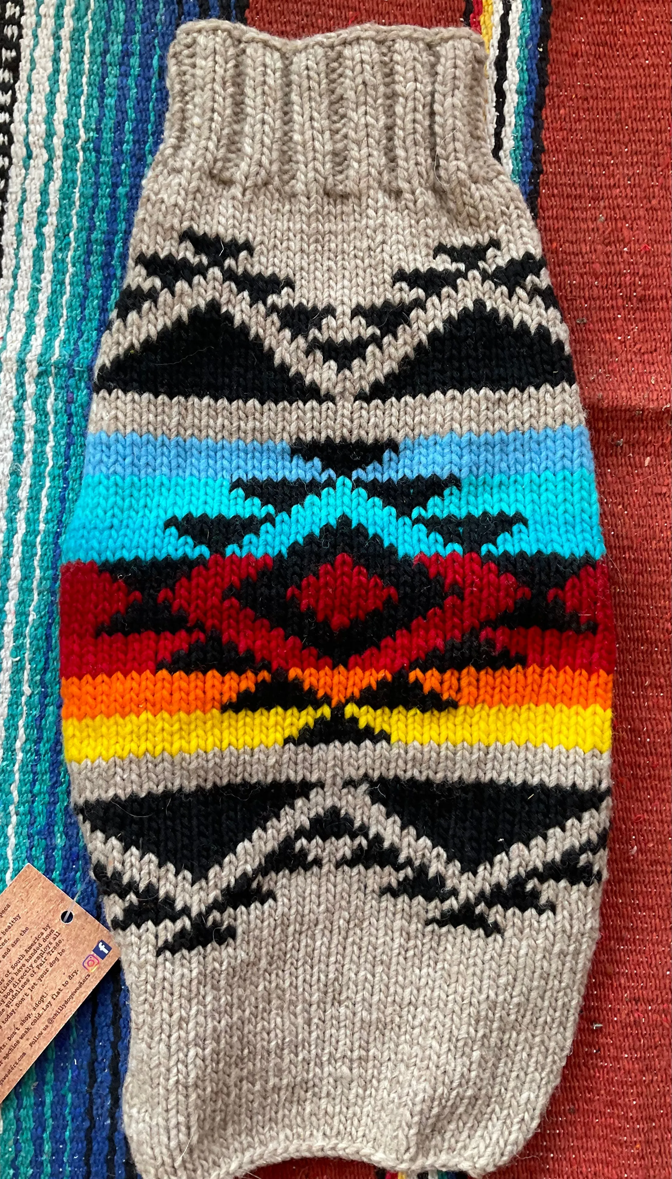 DOG SWEATER PAINTED AZTEC PATTERN