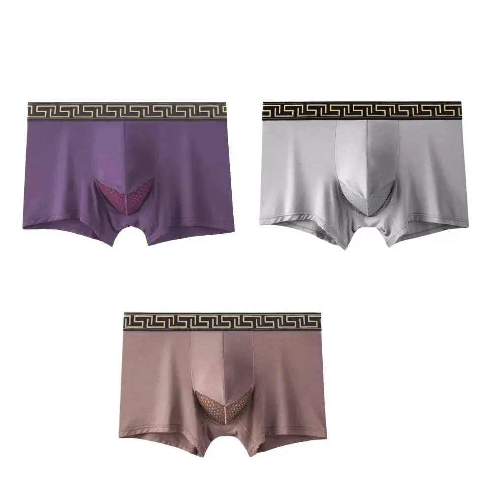 Dual Pouch - Men's Patterned Waistband Modal Underwear (3-Pack) JEWYEE 8002B